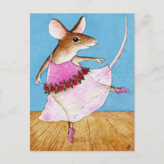 Schattigee ballerina muis briefkaart (Voorkant)