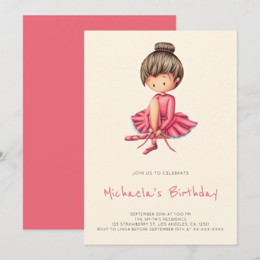 Schattigee Ballerina Roze Tutu Slippers Girl Verja Kaart (Voorkant / Achterkant)