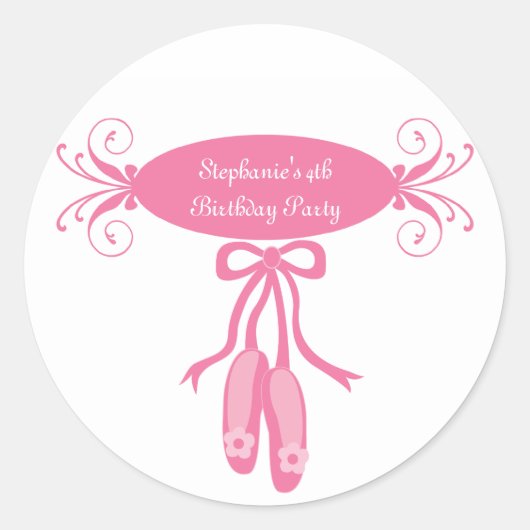 Schattigee ballerina slippers verjaardagsfeestje s ronde sticker (Voorkant)