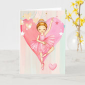 Schattigee Ballerina Stars en Heart Blank Note Kaa Kaart (Gele Bloem)