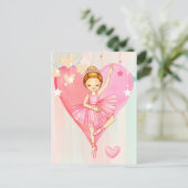 Schattigee Ballerina Stars en Heart Post Kaart (Staand voorkant)