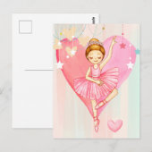 Schattigee Ballerina Stars en Heart Post Kaart (Voorkant / Achterkant)