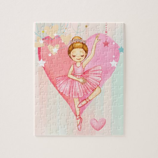 Schattigee Ballerina Sterren en Harten Jigsaw Puzz Legpuzzel (Verticaal)