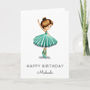 Schattigee Ballerina Turquoise Tutu Meisje Verjaar Kaart