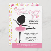 Schattigee Ballerina Verjaardag Meisje Uitnodiging (Voorkant / Achterkant)