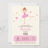Schattigee Ballerina Verjaardagsfeest Uitnodiging (Voorkant)