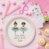Schattigee Ballerina's Ballet Roze Dubbele Verjaar Papieren Bordje (Feest)