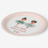 Schattigee Ballerina's Ballet Roze Dubbele Verjaar Papieren Bordje (Gekanteld)