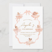 Schattigee Ballerina's Verjaardagsuitnodiging Kaart (Voorkant)
