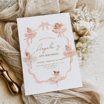 Schattigee Ballerina's Verjaardagsuitnodiging