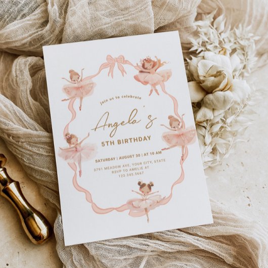 Schattigee Ballerina's Verjaardagsuitnodiging Kaart