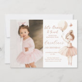 Schattigee Balletballerina Verjaardag Fotouitnodig Kaart (Voorkant)