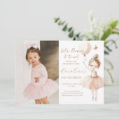 Schattigee Balletballerina Verjaardag Fotouitnodig Kaart (Staand voorkant)