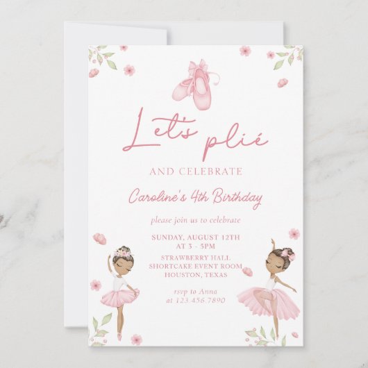 Schattigee balletdanser meisjes ballerina verjaard kaart (Voorkant)