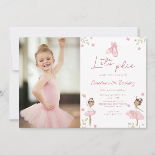 Schattigee balletdanser meisjes ballerina verjaard kaart (Voorkant)