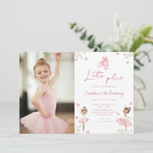Schattigee balletdanser meisjes ballerina verjaard kaart (Staand voorkant)