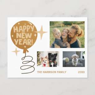 Schattigee ballon drie foto's Nieuwjaar Briefkaart