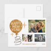 Schattigee ballon drie foto's Nieuwjaar Briefkaart (Voorkant / Achterkant)