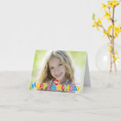 Schattigee ballon Happy Birthday Kaart elke leefti (Gele Bloem)