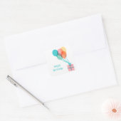 Schattigee ballon Happy Birthday Vierkante Sticker (Envelop)
