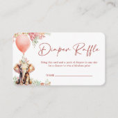 Schattigee ballon olifant Baby shower luier Raffle Informatiekaartje (Voorkant)