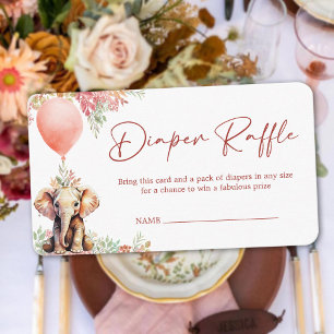 Schattigee ballon olifant Baby shower luier Raffle Informatiekaartje