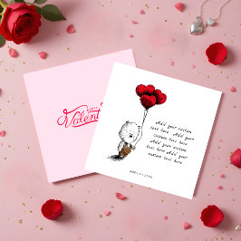 Schattigee ballon Teddybeer Budget Valentijnsdag Notitiekaartje