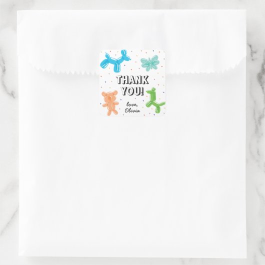 Schattigee Ballondieren Verjaardagsfeest Bedankt Vierkante Sticker (Tas)