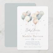 Schattigee ballonnen Baby shower uitnodiging (Voorkant / Achterkant)