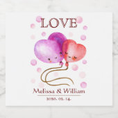 Schattigee Ballons Valentijnsdag / Bruiloft Monogr Sparkling Wijnetiket (Enkel label)