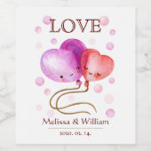 Schattigee Ballons Valentijnsdag / Bruiloft Monogr Wijn Etiket (Enkel label)