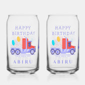 Schattigee ballonwagen | Verjaardag Blikvorm Glas (Voorkant)