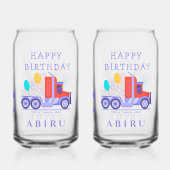 Schattigee ballonwagen | Verjaardag Blikvorm Glas (Achterkant)