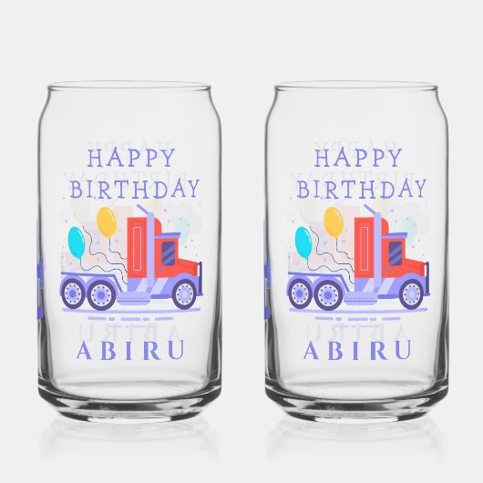 Schattigee ballonwagen | Verjaardag Blikvorm Glas (Achterkant)