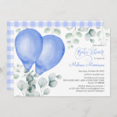 Schattigee Balloon Baby Boy Shower Kaart (Voorkant / Achterkant)