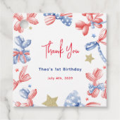 Schattigee Balloon Bow 4 juli 1 Verjaardagsfeest Bedankjes Labels (Voorkant)