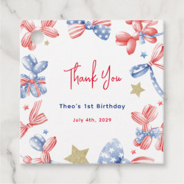 Schattigee Balloon Bow 4 juli 1 Verjaardagsfeest Bedankjes Labels