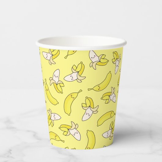 Schattigee Banaan Kids Verjaardag Kawaii Papier Cu Papieren Bekers (Achterkant)