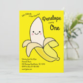 Schattigee Banaan Kinder 1e Verjaardagsfeestje Kaw Kaart (Staand voorkant)