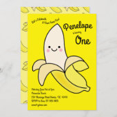 Schattigee Banaan Kinder 1e Verjaardagsfeestje Kaw Kaart (Voorkant / Achterkant)