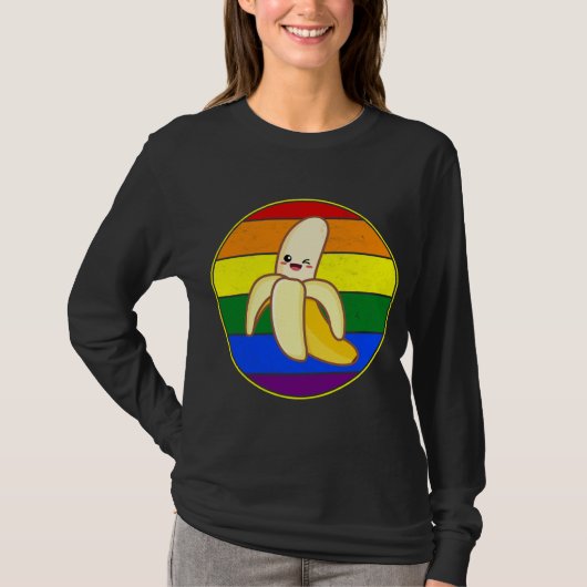 Schattigee Banaan Liefhebber LGBTQ Stuffn Rainbow  T-shirt (Voorkant)