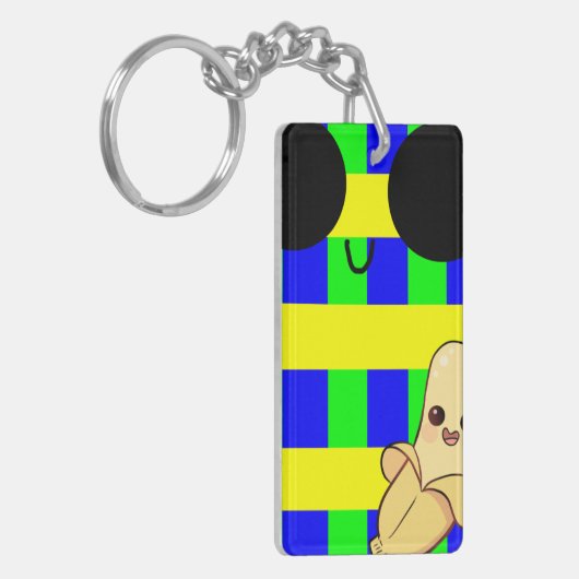 Schattigee banaan met schattige steken sleutelhanger (Voorkant Links)