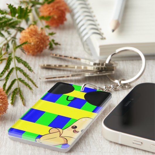 Schattigee banaan met schattige steken sleutelhanger (Voorkant Rechts)