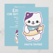 Schattigee Banana Cat verjaardagsfeestuitnodiginge Kaart (Voorkant / Achterkant)