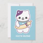 Schattigee Banana Cat verjaardagsfeestuitnodiginge Kaart (Voorkant)