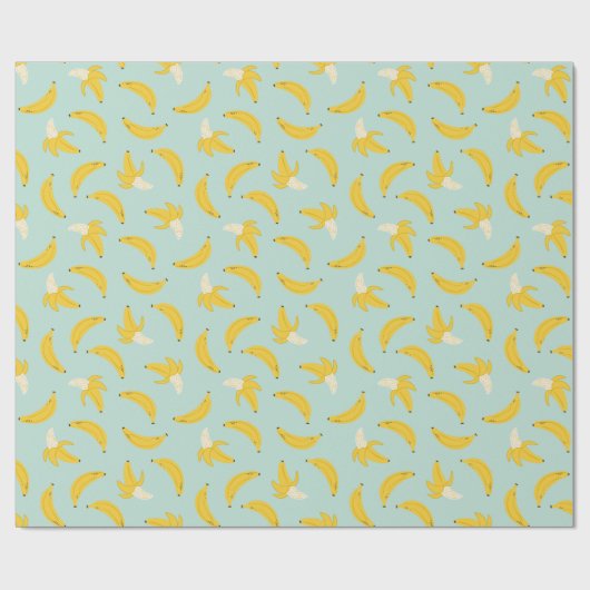 Schattigee bananen op lichtblauw cadeaupapier (Vlak)