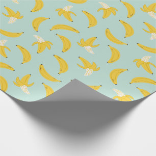 Schattigee bananen op lichtblauw cadeaupapier