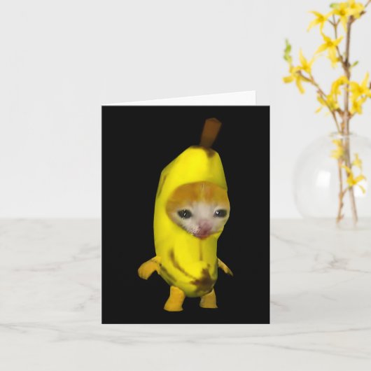 Schattigee bananenkat Happy Bananacat Meme Kitty C Kaart (Gele Bloem)