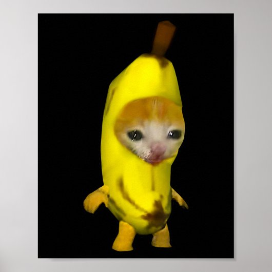 Schattigee bananenkat Happy Bananacat Meme Kitty C Poster (Voorkant)