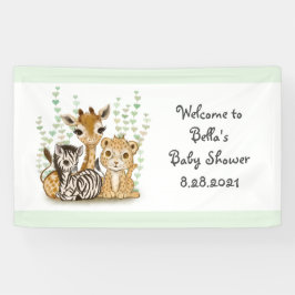 Schattigee Banner Safari Dieren voor Baby shower P